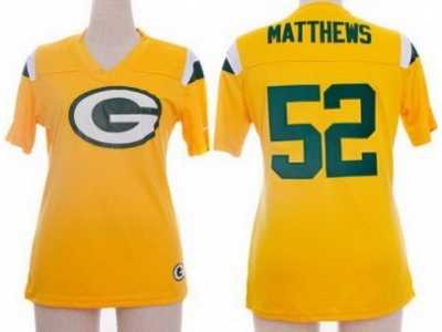 Nike Women Green Bay Packers #52 Clay Matthews Yellow FEM FAN Field Flirt Fashion Jerseys