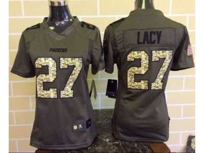 Women Nike Green Bay Packers #27 Eddie Lacy Green Salute to Service Jerseys