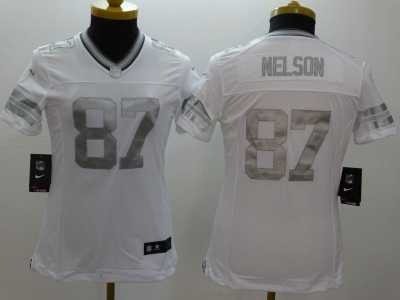 Women Nike Green Bay Packers #87 Jordy Nelson Platinum White Jerseys
