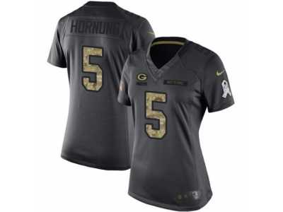 Women's Nike Green Bay Packers #5 Paul Hornung Limited Black 2016 Salute to Service NFL Jersey