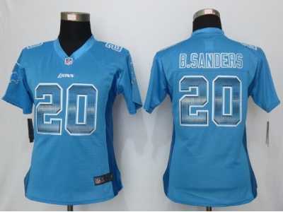 Women Nike Detroit Lions #20 B.Sanders Blue Strobe Jerseys