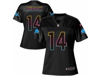 Women's Nike Detroit Lions #14 Jake Rudock Game Black Fashion NFL Jersey