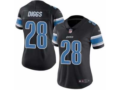 Women's Nike Detroit Lions #28 Quandre Diggs Limited Black Rush NFL Jersey