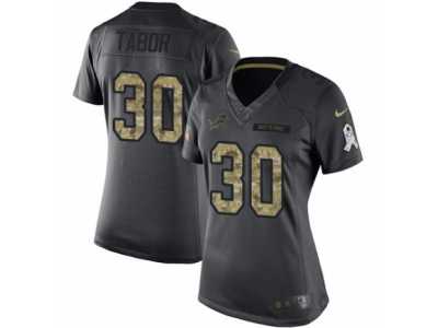 Women's Nike Detroit Lions #30 Teez Tabor Limited Black 2016 Salute to Service NFL Jersey
