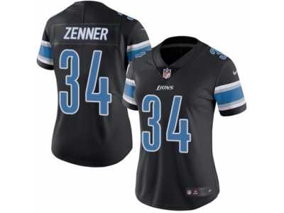 Women's Nike Detroit Lions #34 Zach Zenner Limited Black Rush NFL Jersey