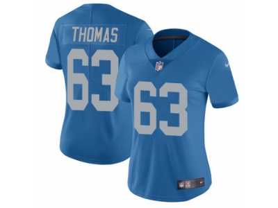 Women's Nike Detroit Lions #63 Brandon Thomas Vapor Untouchable Limited Blue Alternate NFL Jersey