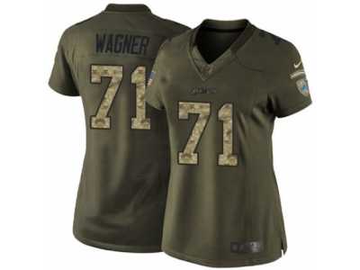 Women's Nike Detroit Lions #71 Ricky Wagner Limited Green Salute to Service NFL Jersey