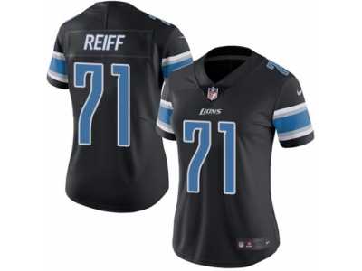 Women's Nike Detroit Lions #71 Riley Reiff Limited Black Rush NFL Jersey