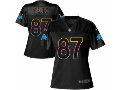 Women's Nike Detroit Lions #87 Darren Fells Game Black Fashion NFL Jersey