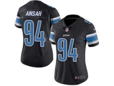 Women's Nike Detroit Lions #94 Ziggy Ansah Limited Black Rush NFL Jersey