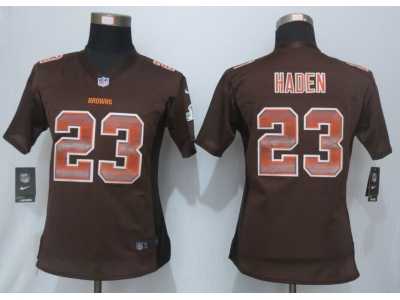 Women New Nike Cleveland Browns #23 Haden Brown Strobe Jerseys