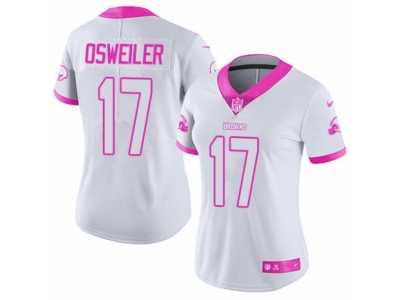 Women's Nike Cleveland Browns #17 Brock Osweiler Limited White Pink Rush Fashion NFL Jersey