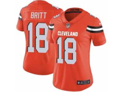 Women's Nike Cleveland Browns #18 Kenny Britt Vapor Untouchable Limited Orange Alternate NFL Jersey