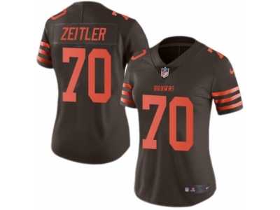 Women's Nike Cleveland Browns #70 Kevin Zeitler Limited Brown Rush NFL Jersey