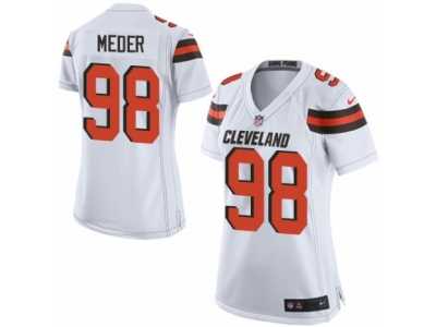 Women's Nike Cleveland Browns #98 Jamie Meder Limited White NFL Jersey