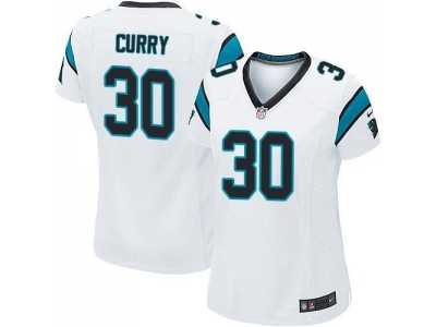 Women Nike Carolina Panthers #30 Stephen Curry White Stitched NFL Elite Jersey