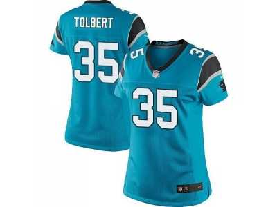 Women Nike Carolina Panthers #35 Mike Tolbert Black Team Color Stitched blue Jersey