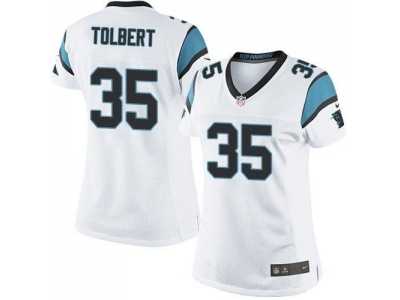 Women Nike Carolina Panthers #35 Mike Tolbert Black Team Color Stitched white Jersey