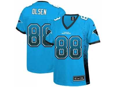 Women Nike Carolina Panthers #88 Greg Olsen Blue JerseyS(Drift Fashion)