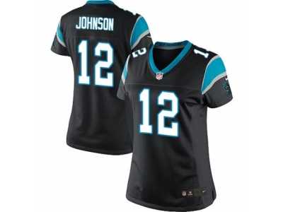 Women's Nike Carolina Panthers #12 Charles Johnson Limited Black Team Color NFL Jersey