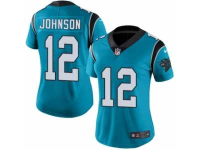 Women's Nike Carolina Panthers #12 Charles Johnson Limited Blue Rush NFL Jersey