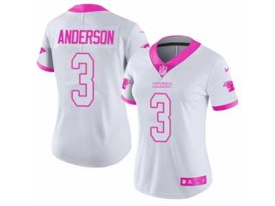 Women's Nike Carolina Panthers #3 Derek Anderson Limited White Pink Rush Fashion NFL Jersey