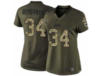 Women's Nike Carolina Panthers #34 Cameron Artis-Payne Limited Green Salute to Service NFL Jersey