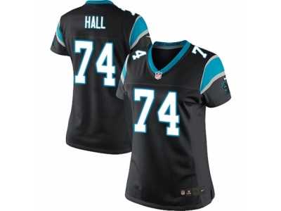 Women's Nike Carolina Panthers #74 Daeshon Hall Limited Black Team Color NFL Jersey