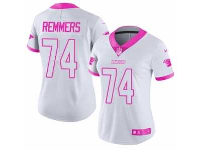Women's Nike Carolina Panthers #74 Mike Remmers Limited White Pink Rush Fashion NFL Jersey