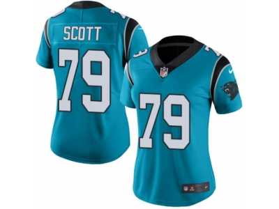 Women's Nike Carolina Panthers #79 Chris Scott Limited Blue Rush NFL Jersey