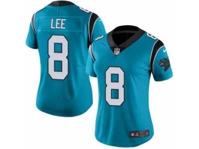Women's Nike Carolina Panthers #8 Andy Lee Limited Blue Rush NFL Jersey