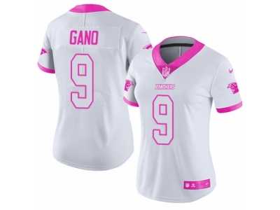 Women's Nike Carolina Panthers #9 Graham Gano Limited White Pink Rush Fashion NFL Jersey