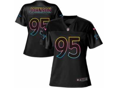 Women's Nike Carolina Panthers #95 Charles Johnson Game Black Fashion NFL Jersey