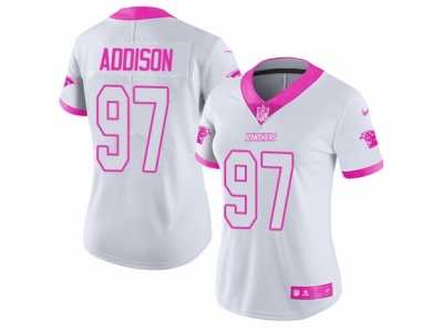 Women's Nike Carolina Panthers #97 Mario Addison Limited White Pink Rush Fashion NFL Jersey