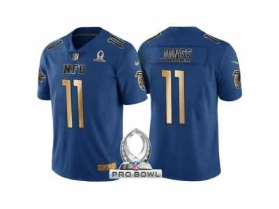 Women Atlanta Falcons #11 Julio Jones NFC 2017 Pro Bowl Blue Gold Limited Jersey