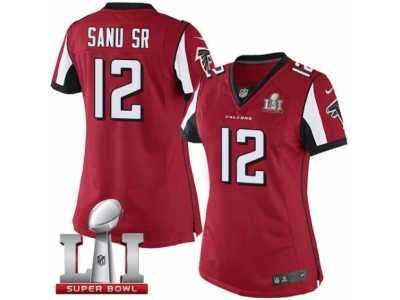 Women's Nike Atlanta Falcons #12 Mohamed Sanu Limited Red Team Color Super Bowl LI 51 NFL Jersey