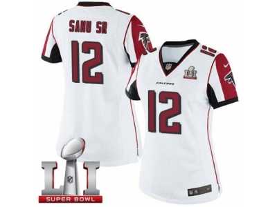 Women's Nike Atlanta Falcons #12 Mohamed Sanu Limited White Super Bowl LI 51 NFL Jersey