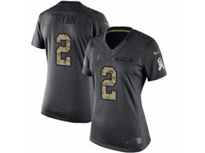 Women's Nike Atlanta Falcons #2 Matt Ryan Limited Black 2016 Salute to Service NFL Jersey