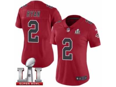 Women's Nike Atlanta Falcons #2 Matt Ryan Limited Red Rush Super Bowl LI 51 NFL Jersey