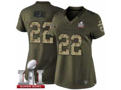 Women's Nike Atlanta Falcons #22 Keanu Neal Limited Green Salute to Service Super Bowl LI 51 NFL Jersey