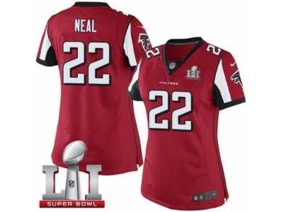 Women's Nike Atlanta Falcons #22 Keanu Neal Limited Red Team Color Super Bowl LI 51 NFL Jersey