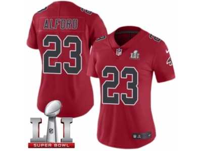 Women's Nike Atlanta Falcons #23 Robert Alford Limited Red Rush Super Bowl LI 51 NFL Jersey