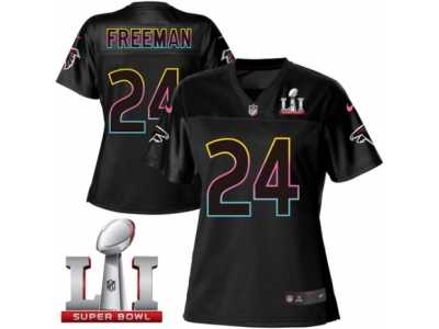 Women's Nike Atlanta Falcons #24 Devonta Freeman Game Black Fashion Super Bowl LI 51 NFL Jersey