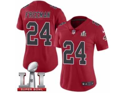 Women's Nike Atlanta Falcons #24 Devonta Freeman Limited Red Rush Super Bowl LI 51 NFL Jersey