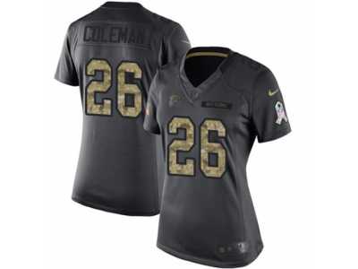 Women's Nike Atlanta Falcons #26 Tevin Coleman Limited Black 2016 Salute to Service NFL Jersey