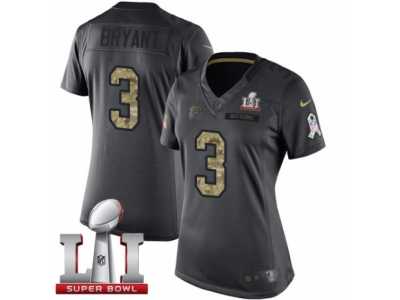 Women's Nike Atlanta Falcons #3 Matt Bryant Limited Black 2016 Salute to Service Super Bowl LI 51 NFL Jersey