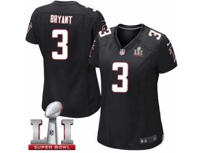 Women's Nike Atlanta Falcons #3 Matt Bryant Limited Black Alternate Super Bowl LI 51 NFL Jersey