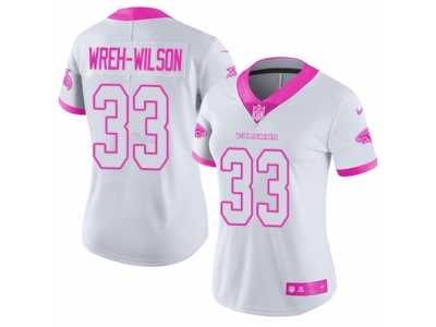 Women's Nike Atlanta Falcons #33 Blidi Wreh-Wilson Limited White Pink Rush Fashion NFL Jersey