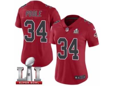 Women's Nike Atlanta Falcons #34 Brian Poole Limited Red Rush Super Bowl LI 51 NFL Jersey
