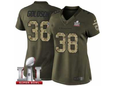 Women's Nike Atlanta Falcons #38 Dashon Goldson Limited Green Salute to Service Super Bowl LI 51 NFL Jersey